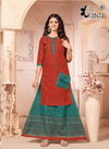 Kinti Hellaro Vol 21 Rayon Printed Kurti With Skirt Catalog